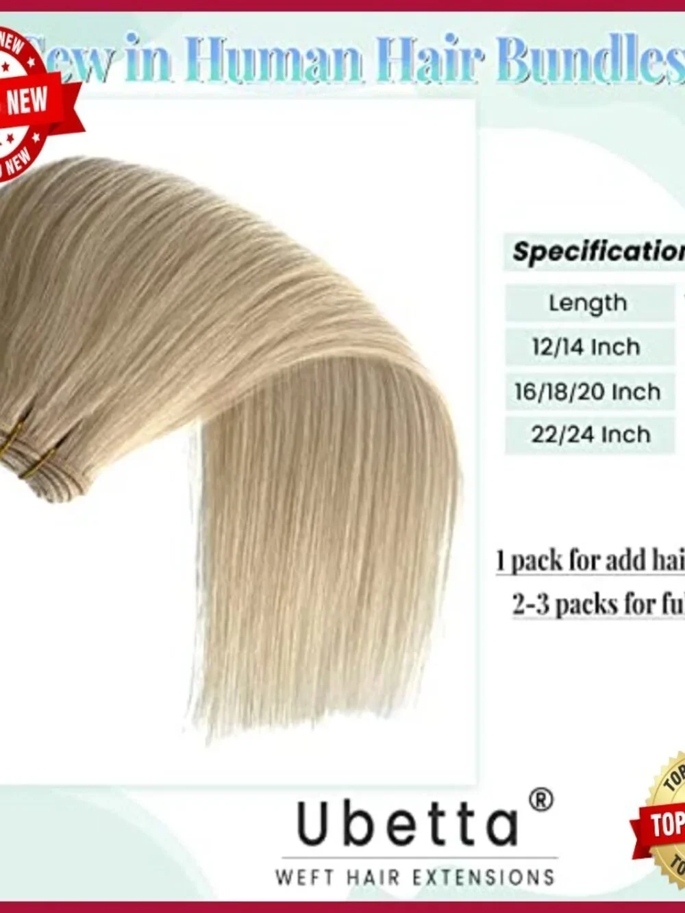 24 Inch Sew In Human Hair Extensions 120G Blonde Hand Tied Weft